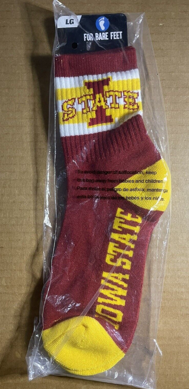 Iowa State Cyclones Large Crew Socks Team Colors 10-13